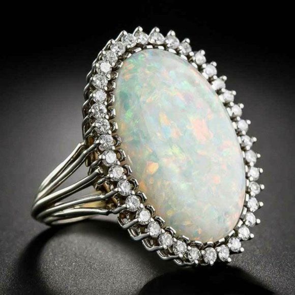 OPAL BRIDAL ENGAGAMENT WEDDING RING - Picture 5 of 5